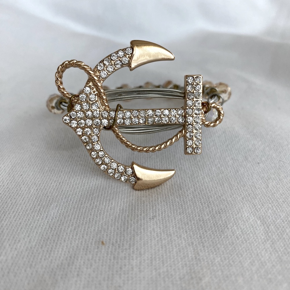 NEW Handcrafted Crystal Anchor Wire Wrapped Bracelet